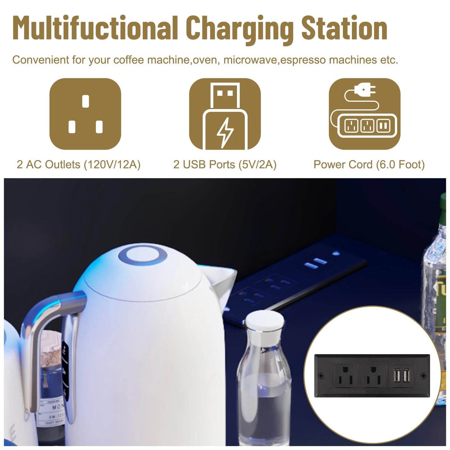 71'' Tall Kitchen Pantry with LED Lights - Loft&Timber