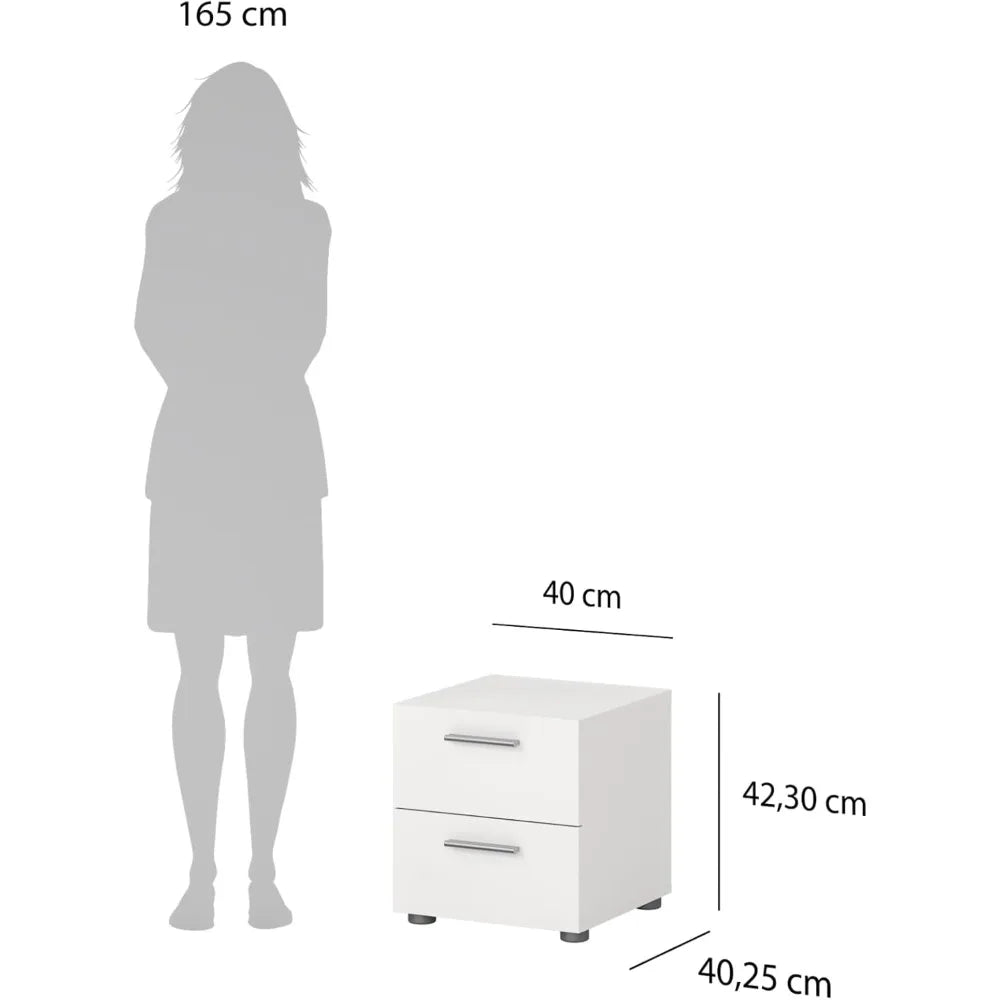 White Small Two-Drawer Nightstand by Tvilum