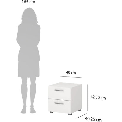 White Small Two-Drawer Nightstand by Tvilum