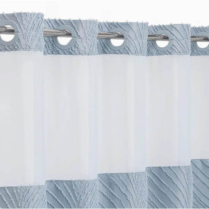 no hook extra long shower curtain set with snap-in liner, 86 inch xl boho blue - Loft&Timber