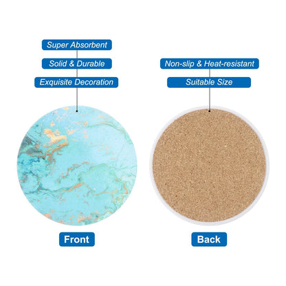 4Pcs Absorbent Coasters Green Marble - Loft&Timber