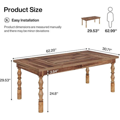 62” Farmhouse Large Dining Table only - Loft&Timber