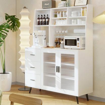 47" VOWNER Freestanding Hutch Storage Cabinet - Loft&Timber