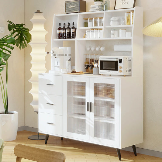 47" VOWNER Freestanding Hutch Storage Cabinet - Loft&Timber