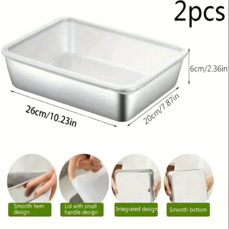 Eco-Friendly Non-Stick Stainless Steel Baking Pan Set with Lid - BPA-Free - Loft&Timber