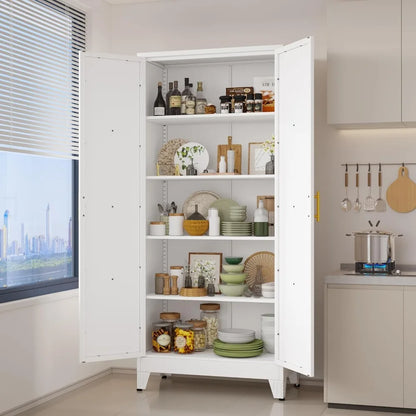 Tall Pantry Cabinet 75" H with Doors and Shelves - Loft&Timber