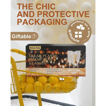 Plastic Champagne Flutes, 36 PCS Clear Disposable Wine Glasses Reusable Plastic Cocktail Cups - Loft&Timber