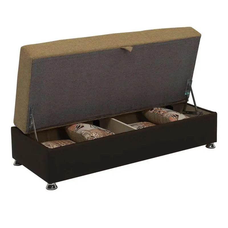 Convertible Ottoman with Storage, Brown PU Leather Upholstered Furniture - Loft&Timber