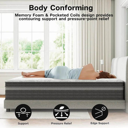 12 inch Mattress in a Box| Hybrid Design with CertiPUR-US Foam - Loft&Timber