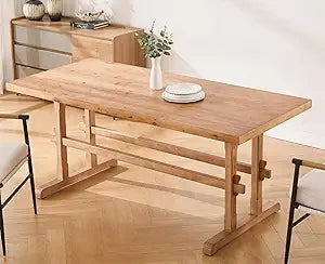 Solid Wood Dining Table for 4-6 People, 70" Large Kitchen Table - Loft&Timber