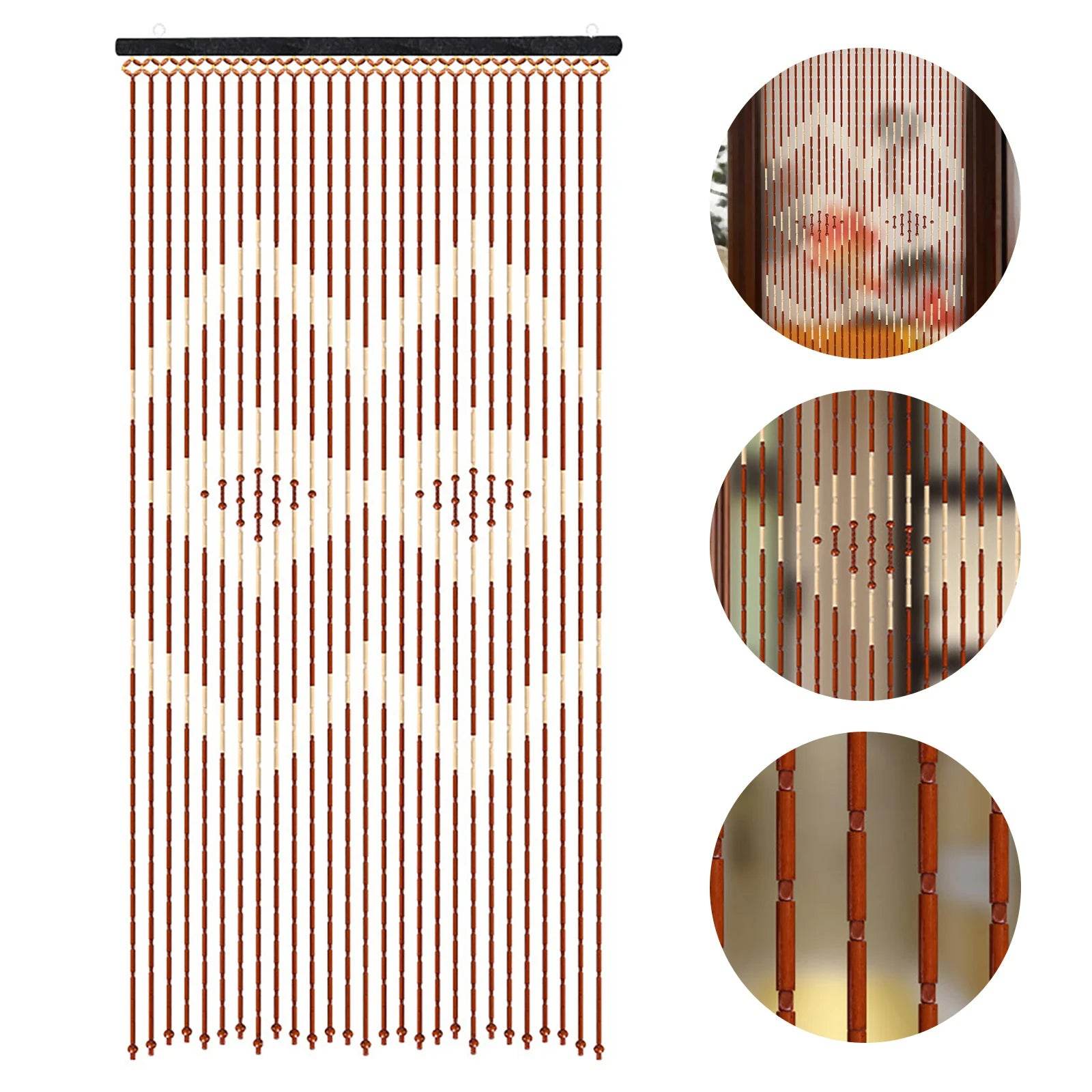 90x175cm 27 Lines Door Curtain Wooden Bead Curtain with Jagged Pattern - Loft&Timber