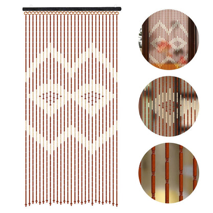90x175cm 27 Lines Door Curtain Wooden Bead Curtain with Jagged Pattern - Loft&Timber
