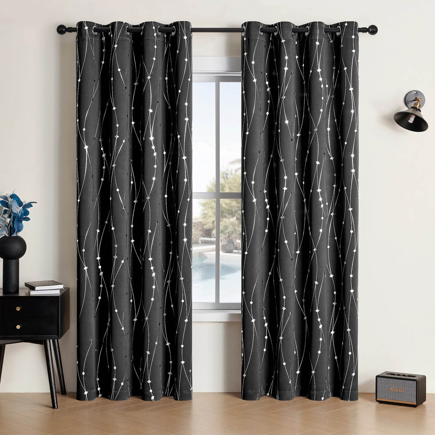 Pack Of 2 Sliver Print Blackout Curtains - Loft&Timber