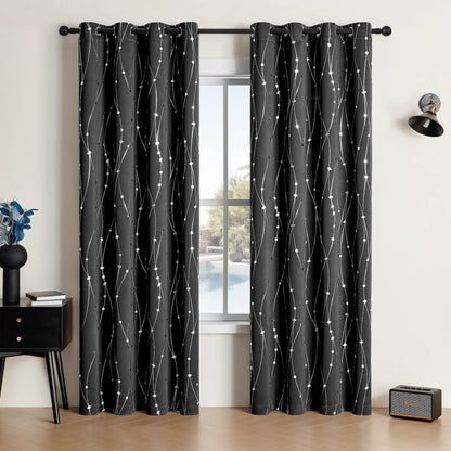 Pack Of 2 Sliver Print Blackout Curtains - Loft&Timber