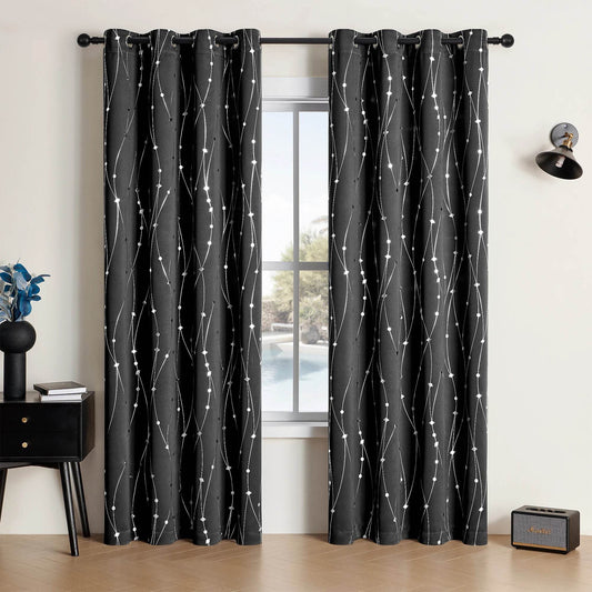 Pack Of 2 Sliver Print Blackout Curtains - Loft&Timber