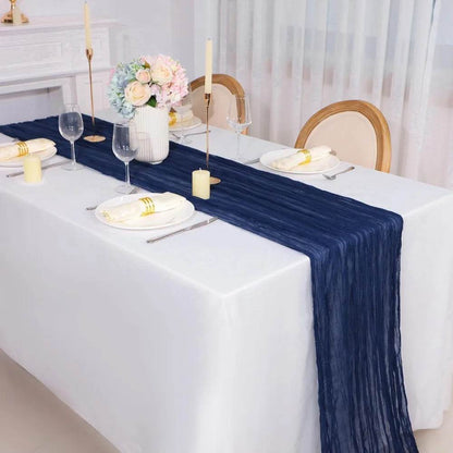 13Ft Navy Blue Cheesecloth Table Runner, 160inch - Loft&Timber