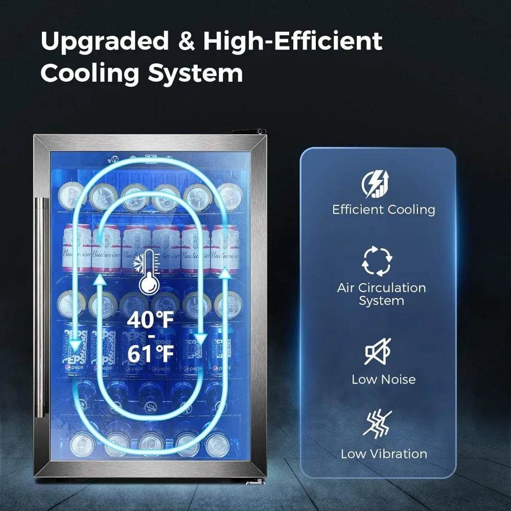 4.5 Cu.ft Beverage Refrigerator and Cooler, 145 Can Mini Fridge Glass Door,Digital Temperature Display - Loft&Timber