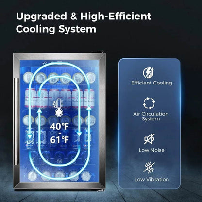 4.5 Cu.ft Beverage Refrigerator and Cooler, 145 Can Mini Fridge Glass Door,Digital Temperature Display - Loft&Timber