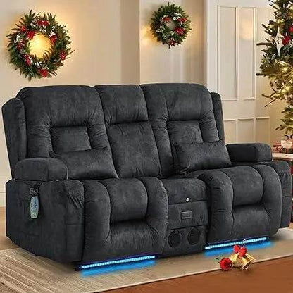 Power Loveseat Recliner Sofa with Massage & Heat - Loft&Timber