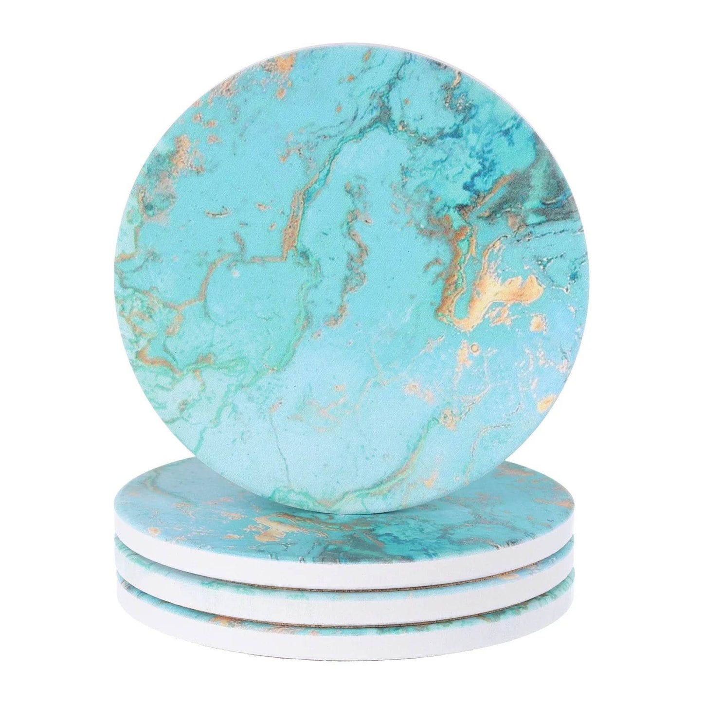 4Pcs Absorbent Coasters Green Marble - Loft&Timber