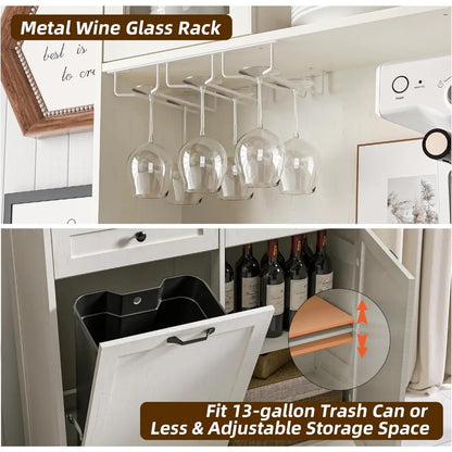 72" Kitchen Pantry Storage Cabinet with Tilt Out Trash Bin - Loft&Timber