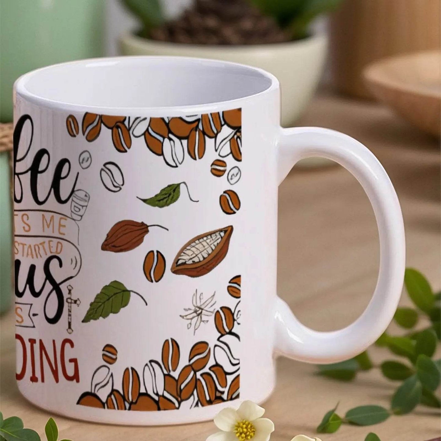 Coffee Gets Me Started Jesus Keeps Me Going Cute Glass Cup, 11oz Cute Mug - Loft&Timber