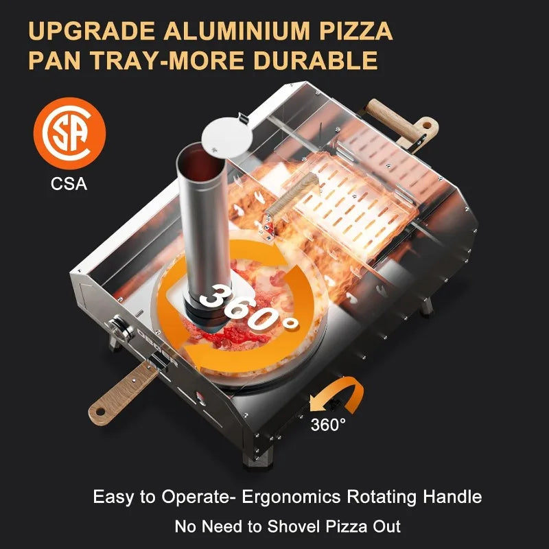 Pizza Oven Outdoor, Rotatable 16" Multi-Fuel Pizza Ovens