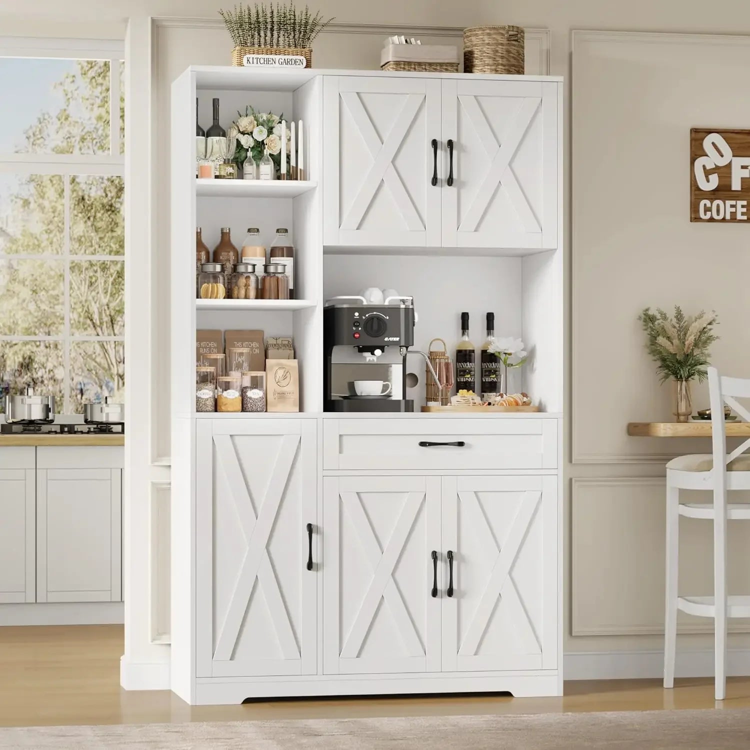 71" Tall Kitchen Pantry Storage Cabinet with Barn Doors Kitch - Loft&Timber