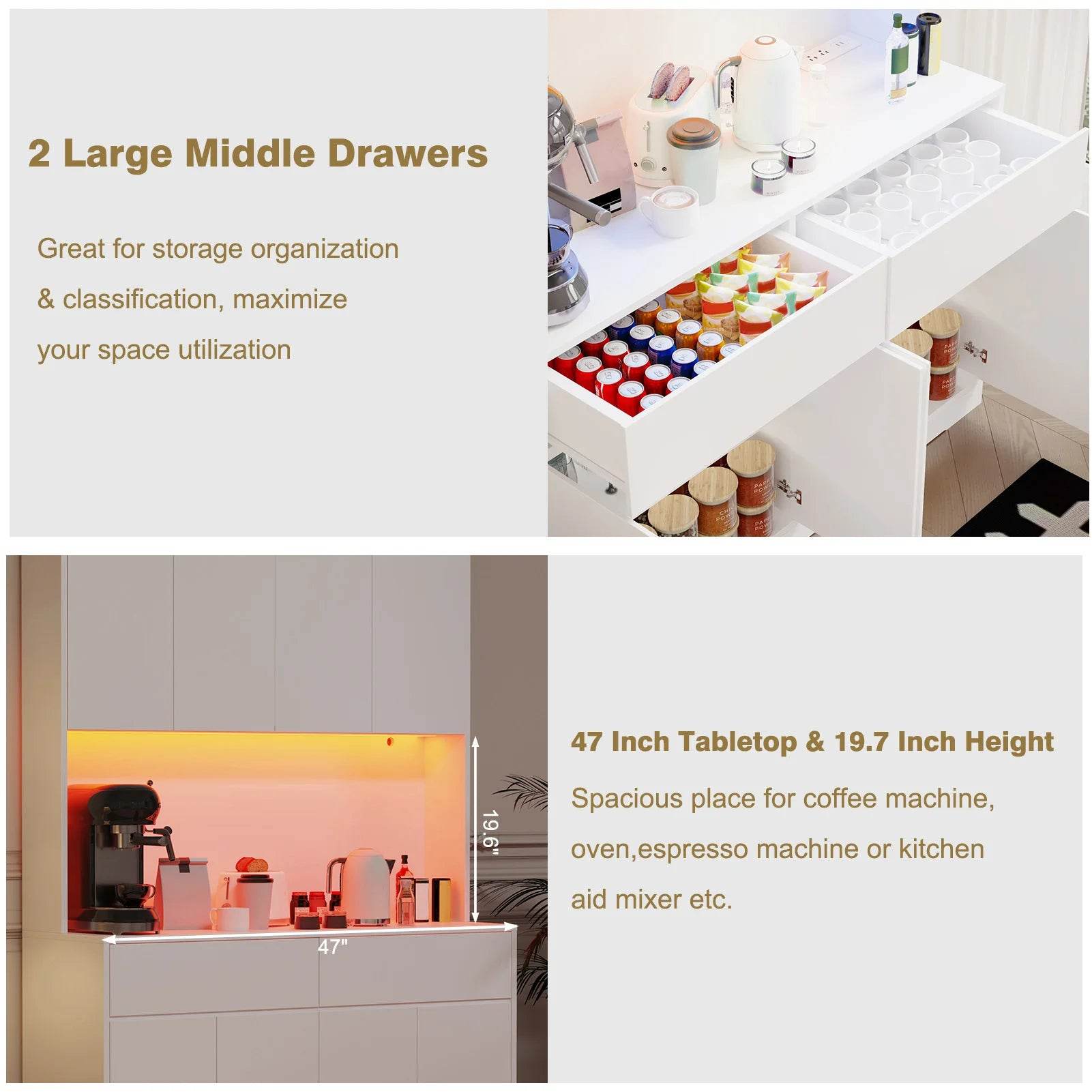 71'' Tall Kitchen Pantry with LED Lights - Loft&Timber