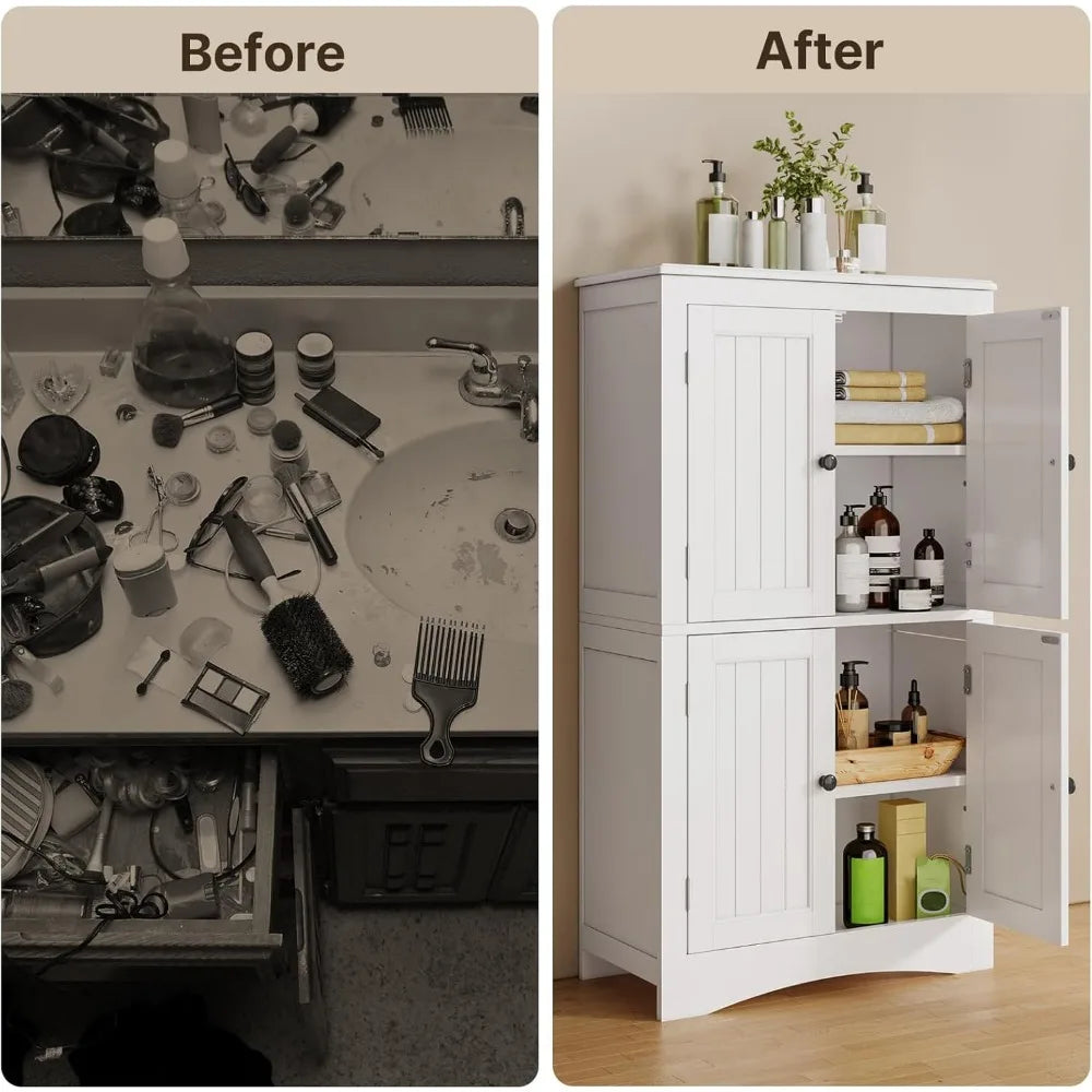 43" Kitchen Pantry Cabinet Storage with Adjustable Shelves and 4 Magnetic Doors - Loft&Timber