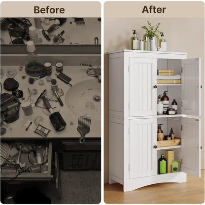 43" Kitchen Pantry Cabinet Storage with Adjustable Shelves and 4 Magnetic Doors - Loft&Timber