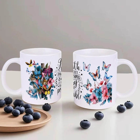 Faith Does Not Make Things Easy It Makes Them Possible2 Coffee Cups Ceramic, 11oz Coffeeware Teaware - Loft&Timber
