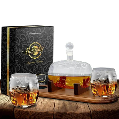Home Bar Glass Whiskey Decanter Aerator Set with 2 Whiskey Glasses - Loft&Timber