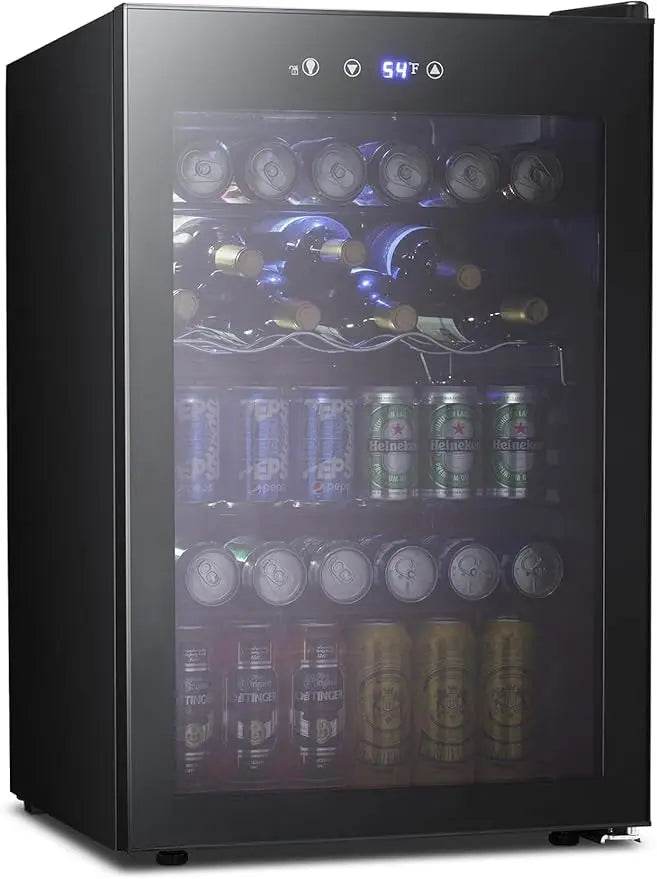 4.5 Cu.ft Beverage Refrigerator and Cooler, 145 Can Mini Fridge Glass Door