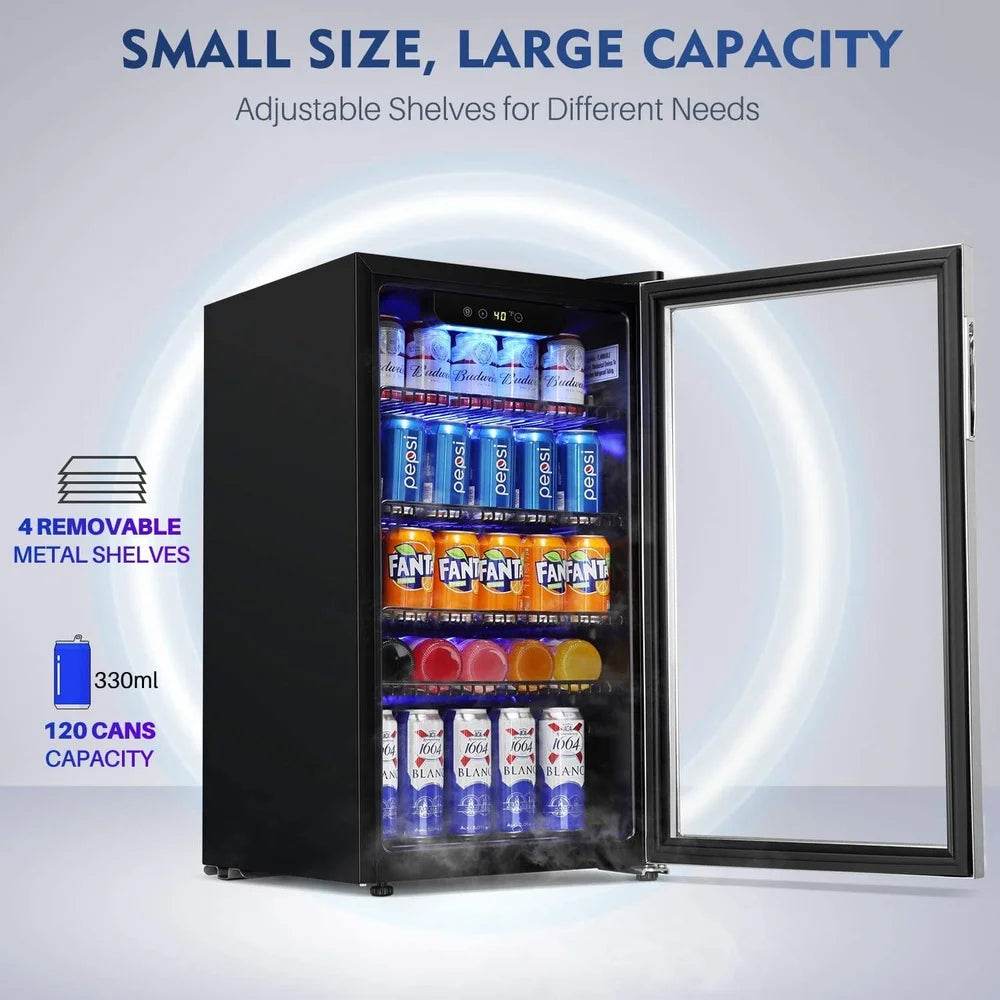 Beverage Refrigerator 120 Can Mini Fridge with Temperature Control - Loft&Timber
