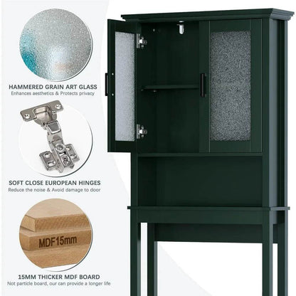 Over the toilet storage cabinet, over toilet storage with glass doors and adjustable shelf, thicken frame above the toilet - Loft&Timber