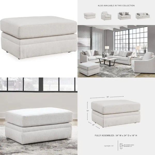 Ashley Maitelynn Signature Casual White Upholstered Ottoman