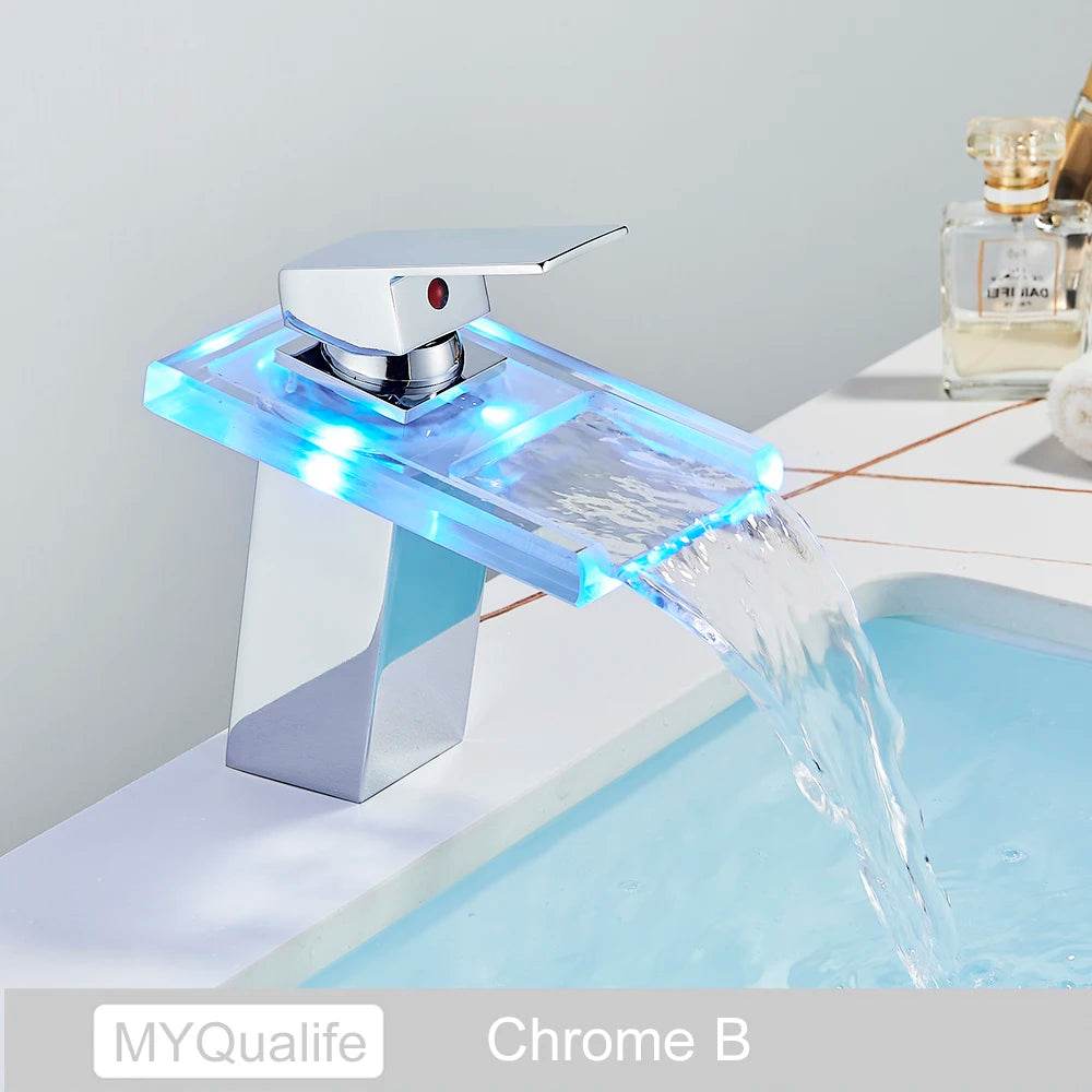 Luxury LED Color Changing Waterfall Basin Sink Faucet - Loft&Timber