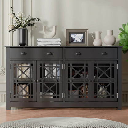 Modern Buffet Sideboard with 4 Acrylic Glass Doors - Loft&Timber