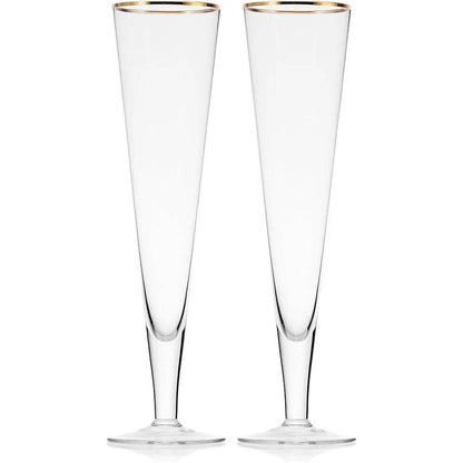 Elegant Gold Rim Champagne Toasting Flutes Set - Loft&Timber