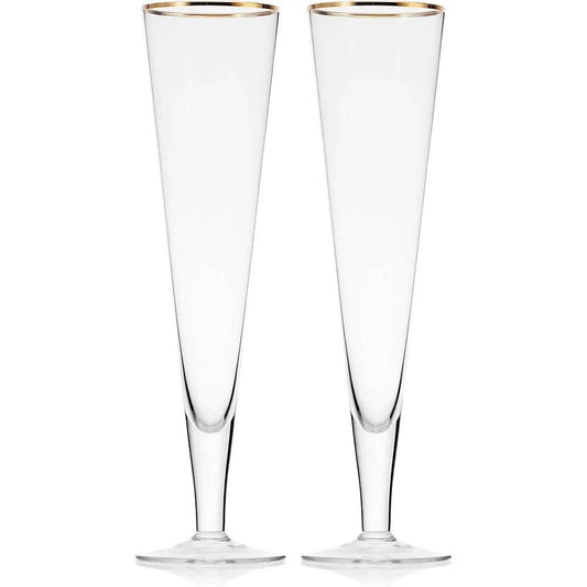 Elegant Gold Rim Champagne Toasting Flutes Set - Loft&Timber