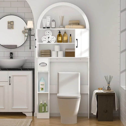 Freestanding Toilet Storage Cabinet with Arched Design for Bathroom Organization - Loft&Timber