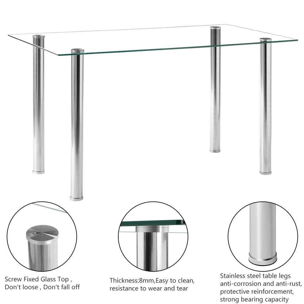 Simple Assembled Transparent Glass and Iron Dinner Table - Loft&Timber