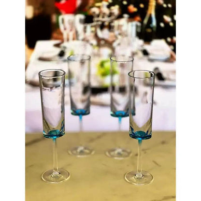 Oval Plastic Champagne Flute Set of 4 (4oz), Unbreakable Acrylic - Loft&Timber