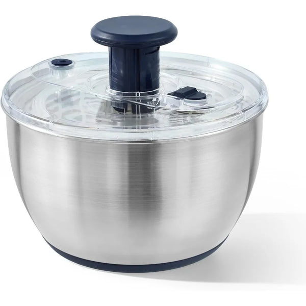 6.34 Qt Stainless Steel Salad Spinner with NonSlip Base for Large Lettuce Vegetable and Fruit Washing Multifunctional Salad Cle