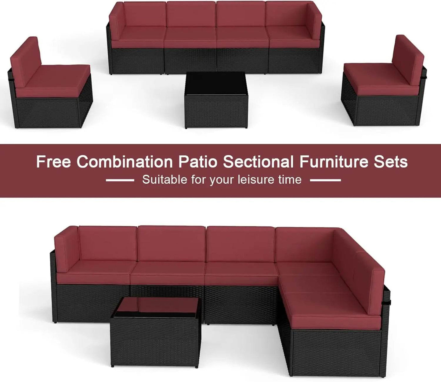 7Pc Patio Furniture Sets with Pillows & Coffee Table - Loft&Timber