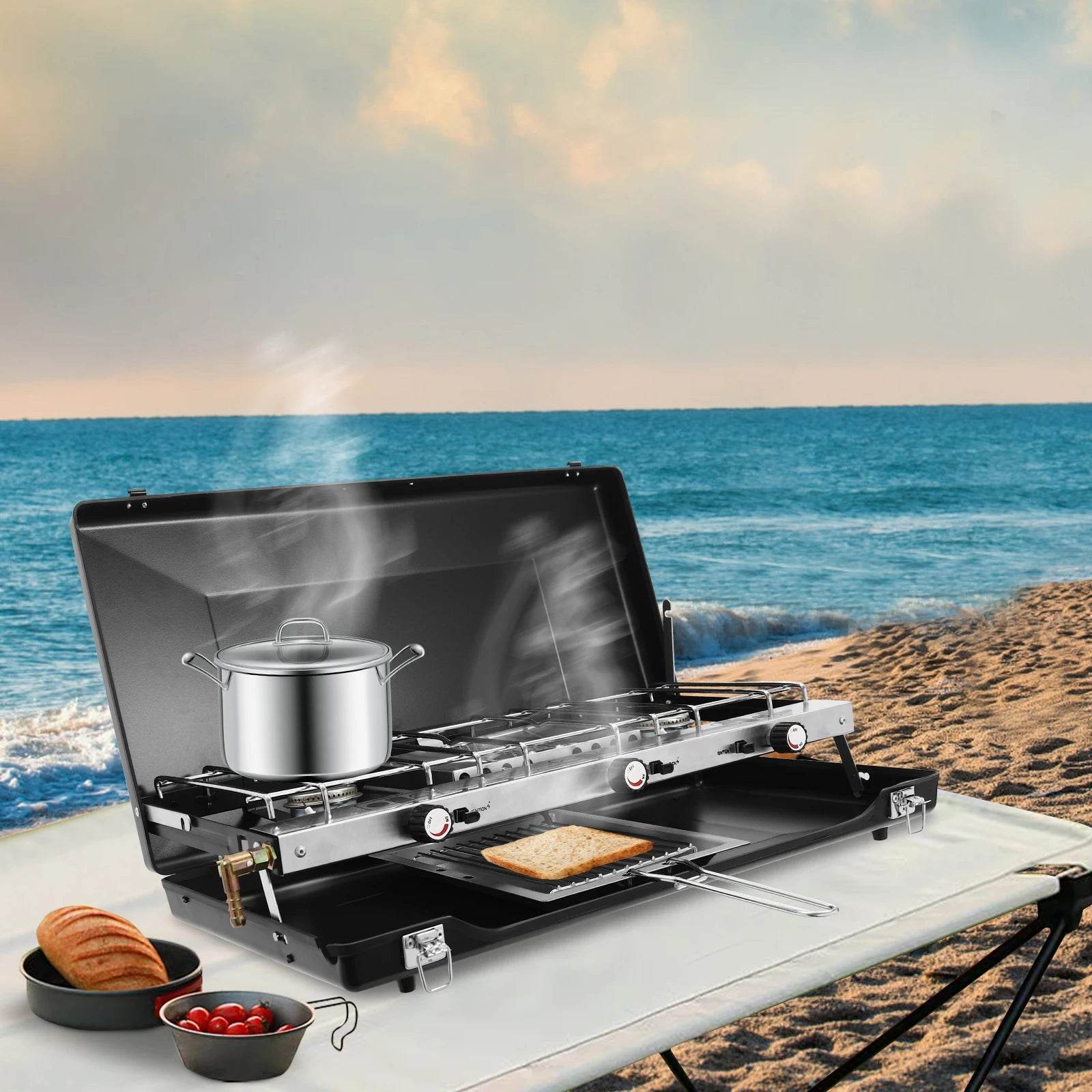 Portable Camping Stove with Griddle 3 Burner Propane - Loft&Timber