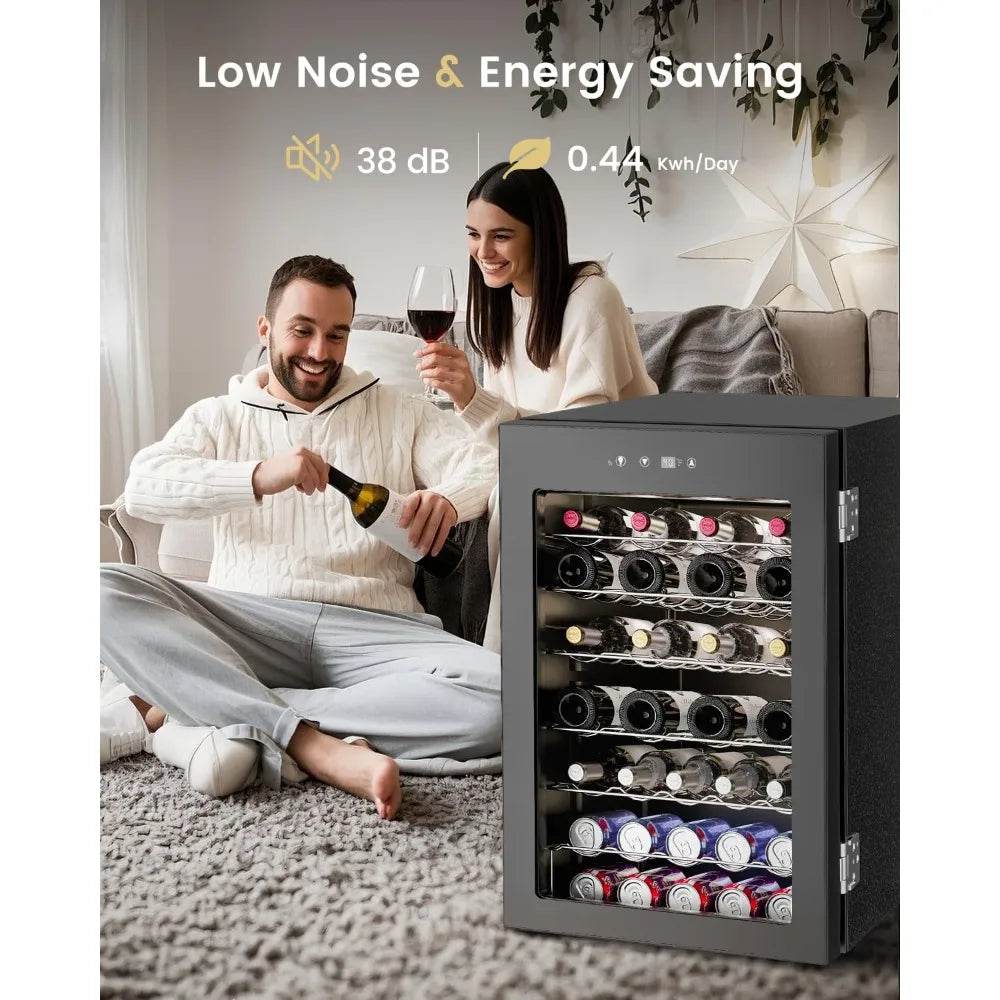 Wine Cooler Refrigerator - 45 Bottle Mini Wine Fridge with Glass Door - Loft&Timber