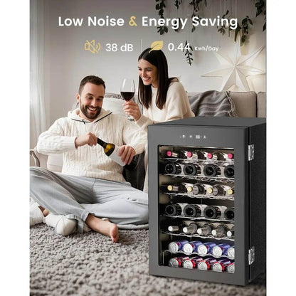 Wine Cooler Refrigerator - 45 Bottle Mini Wine Fridge with Glass Door - Loft&Timber