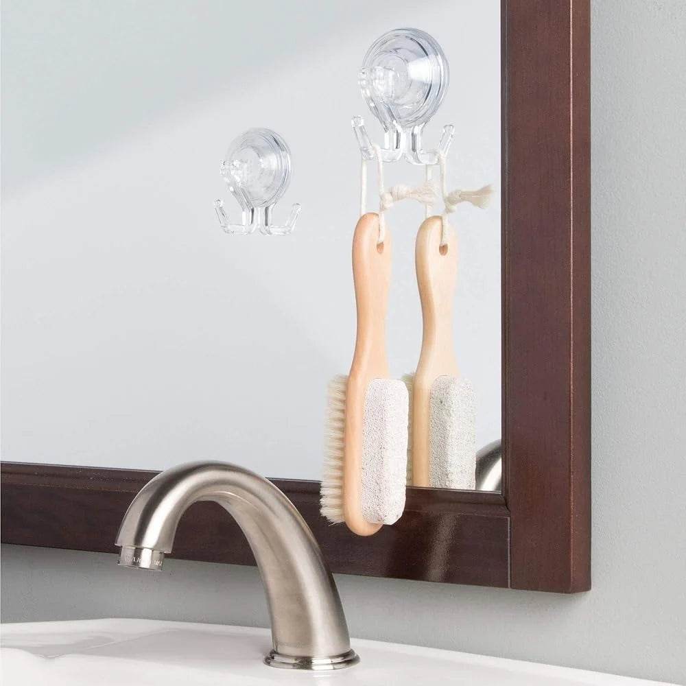 Suction Cup Bathroom Hooks Set of 2 Clear - Loft&Timber